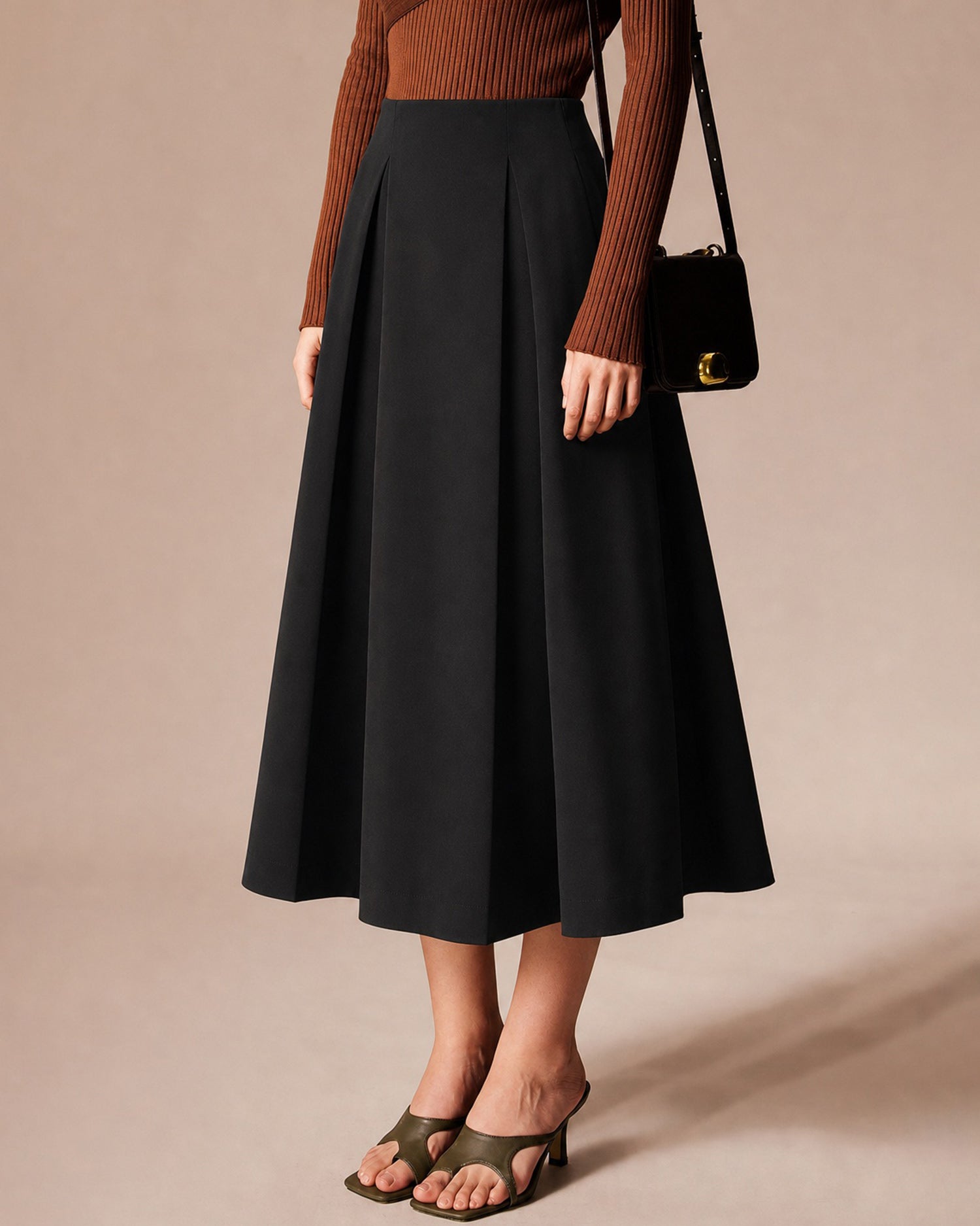 Women's Woven Polyester Skirt Black - RIHOAS