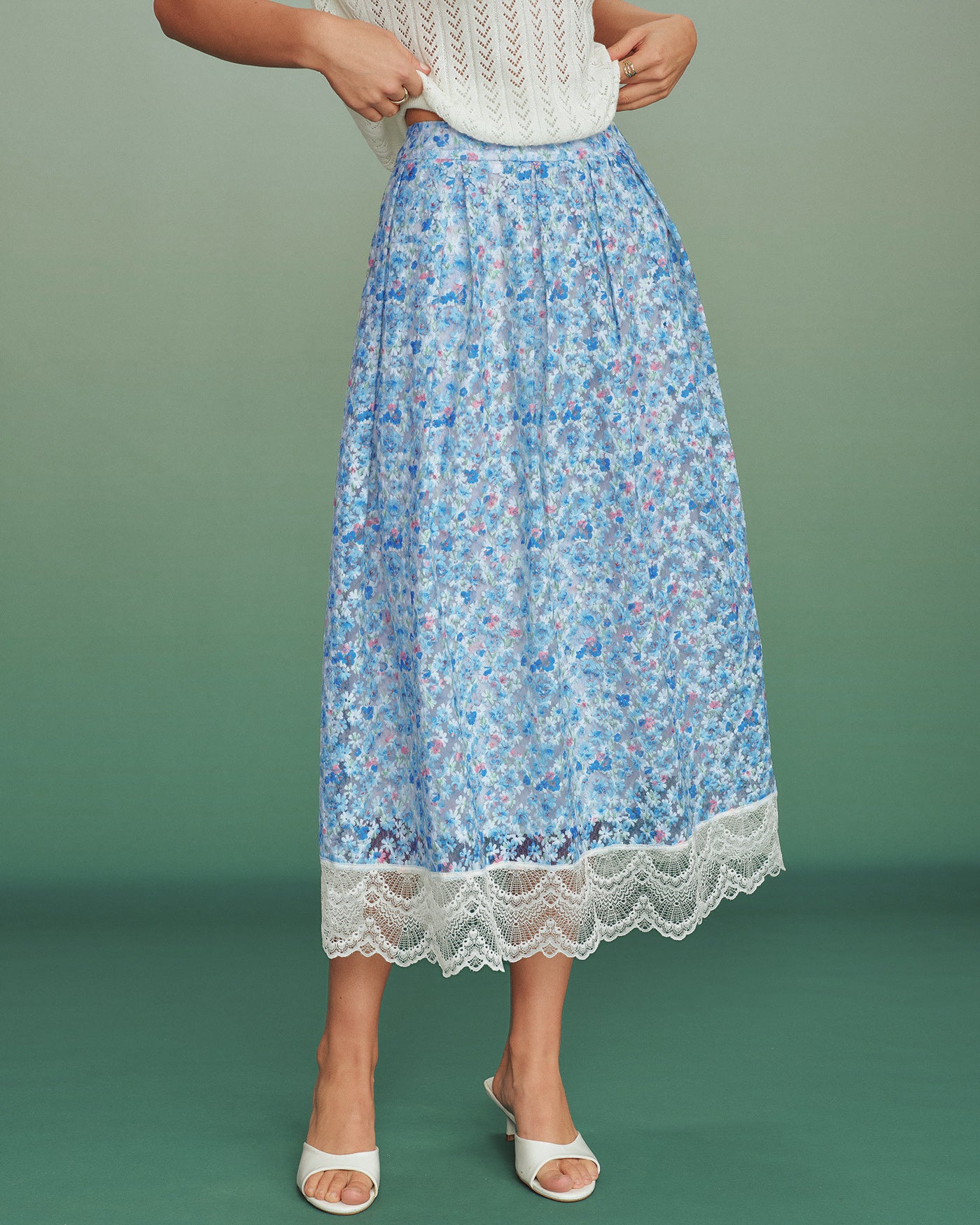 Women's Woven Polyester Skirt Blue Bottoms - RIHOAS