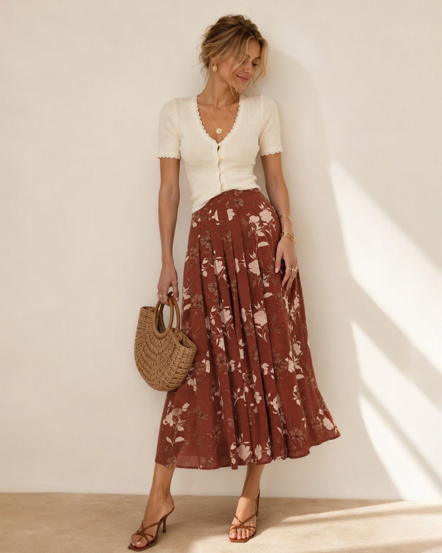 Women's Woven Polyester Skirt - RIHOAS
