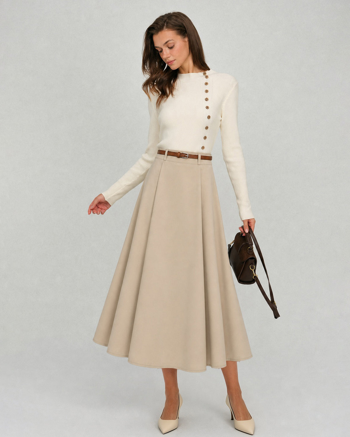 Women's Woven Polyester Skirt - RIHOAS