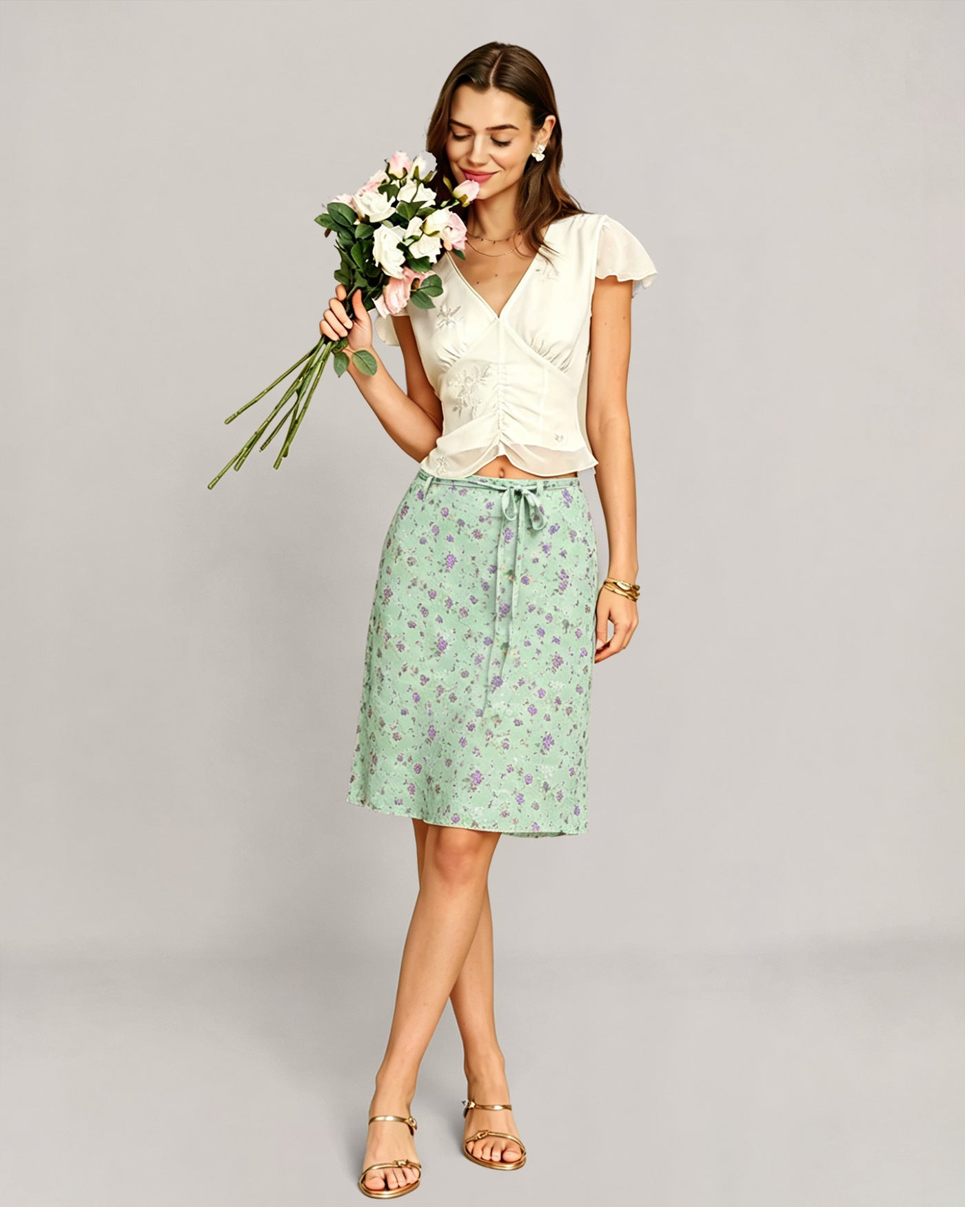 Women's Woven Polyester Skirt Bottoms - RIHOAS