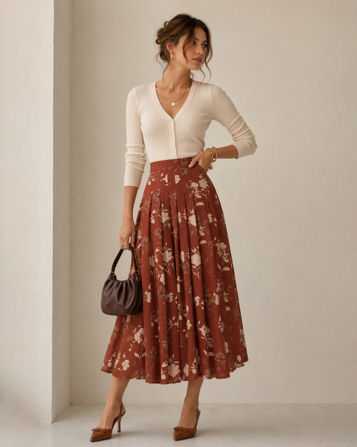 Women's Woven Polyester Skirt - RIHOAS