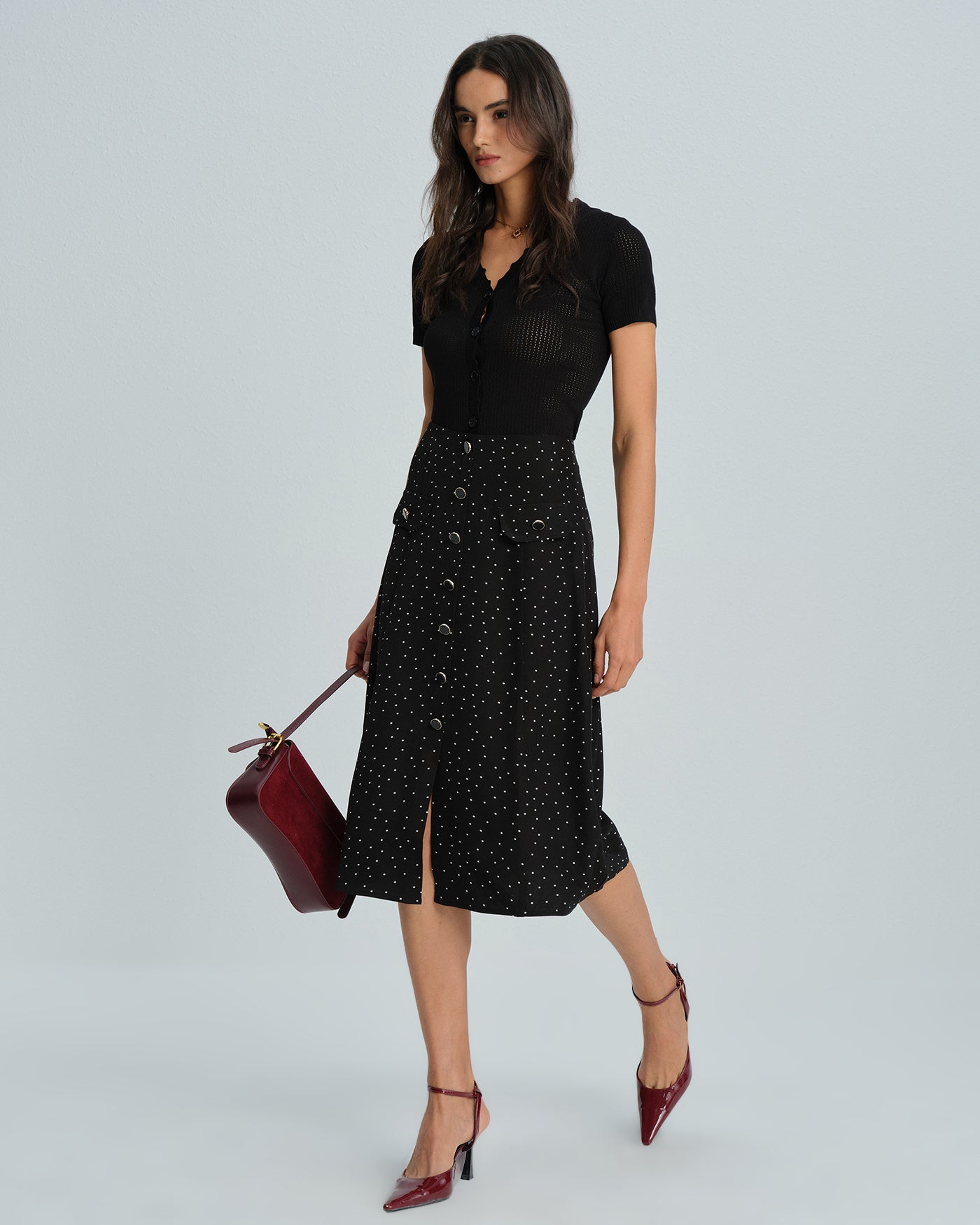 Women's Woven Polyester Skirt Bottoms - RIHOAS