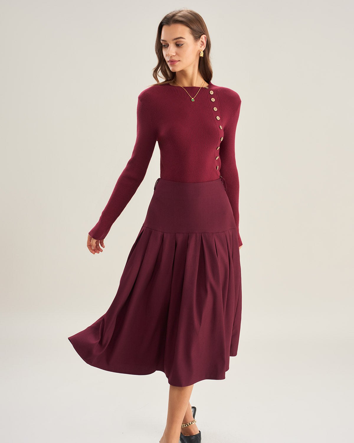 Women's Woven Polyester Skirt Bottoms - RIHOAS