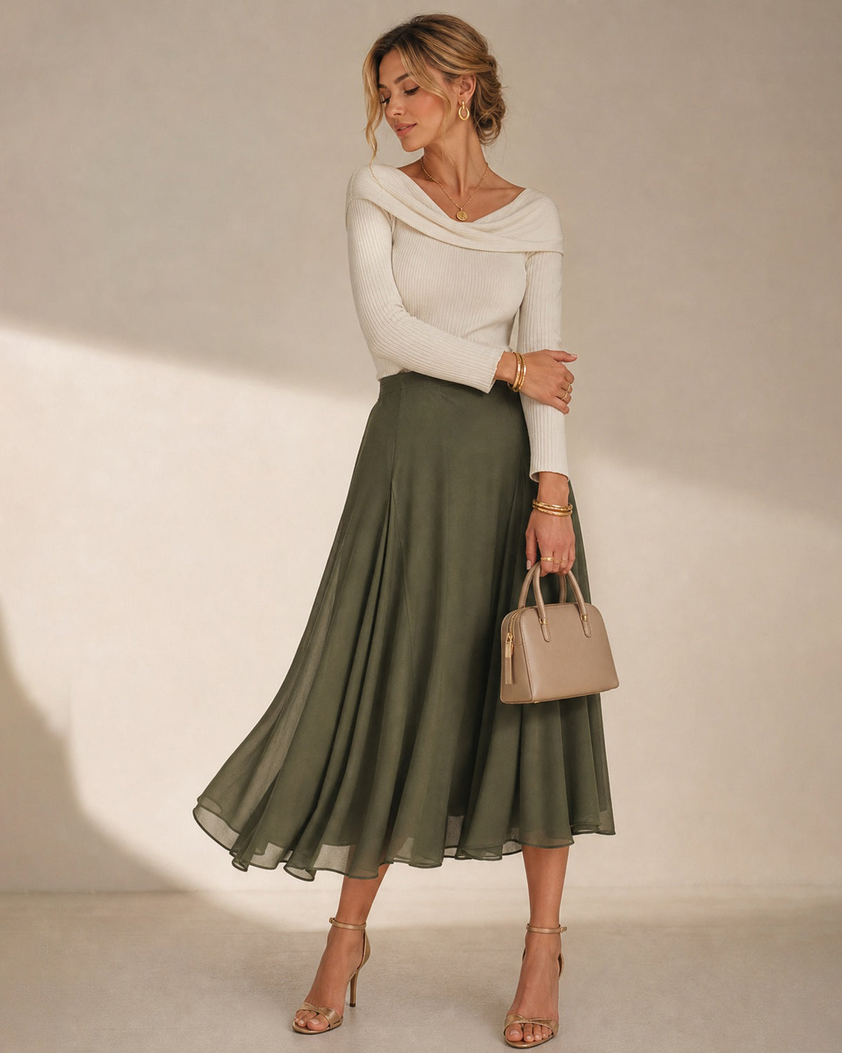 Women's Woven Polyester Skirt - RIHOAS