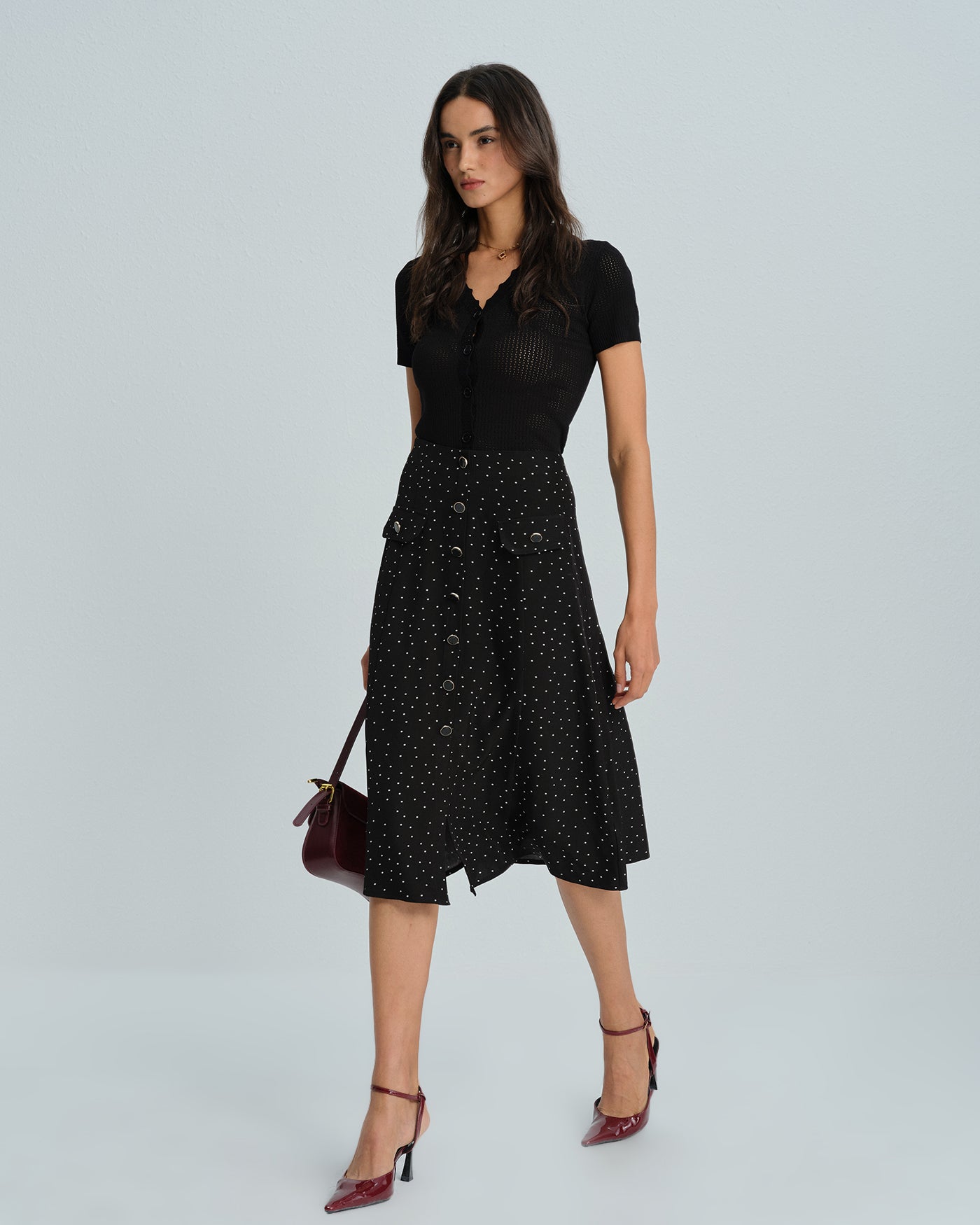 Women's Woven Polyester Skirt Bottoms - RIHOAS
