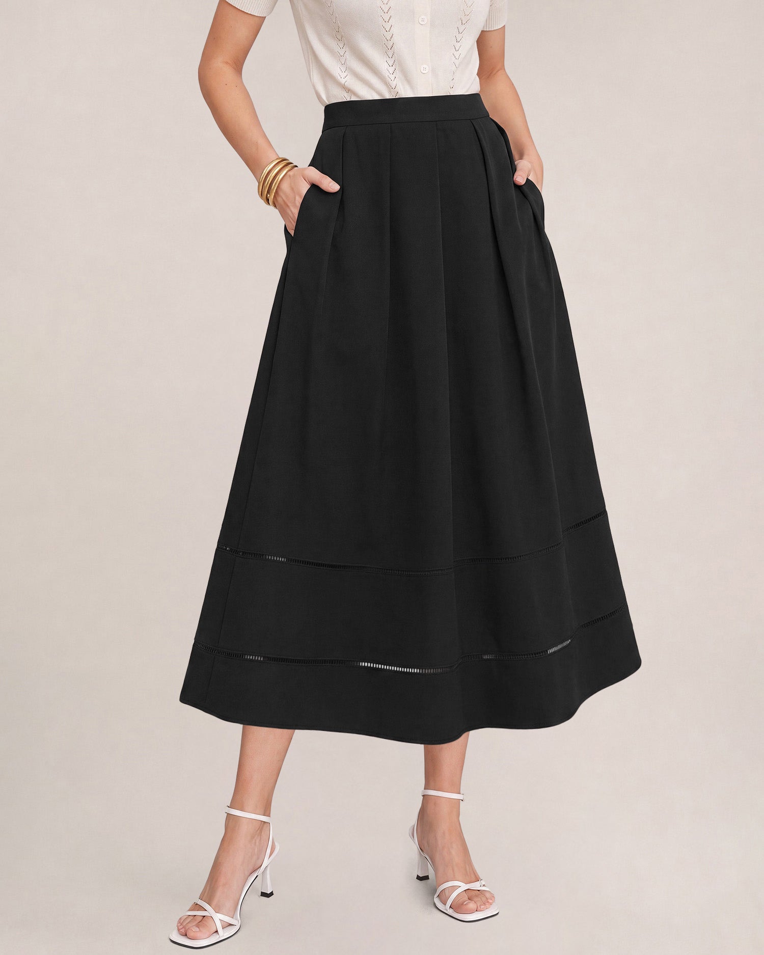 Women's Woven Polyester Skirt Bottoms - RIHOAS