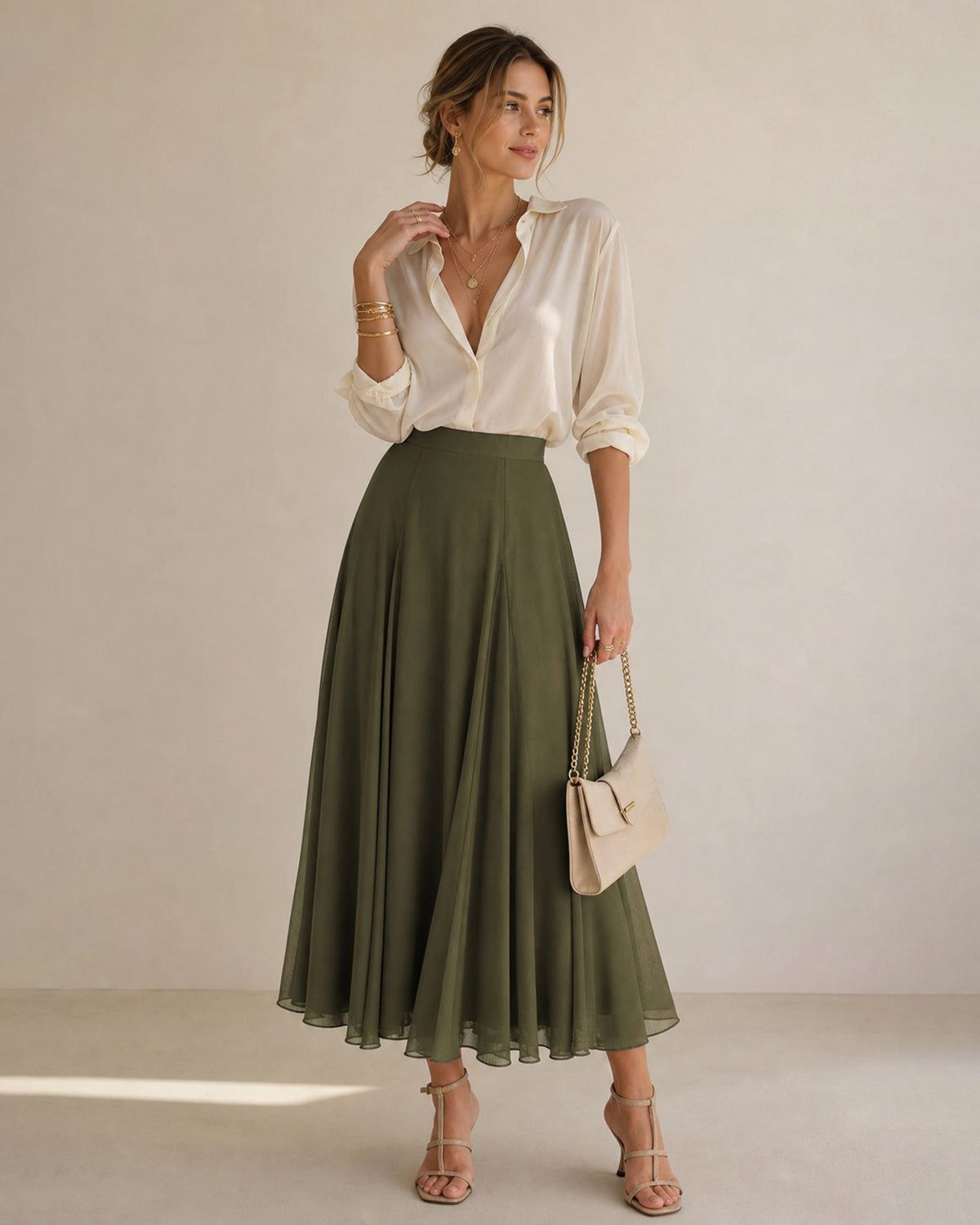 Women's Woven Polyester Skirt - RIHOAS