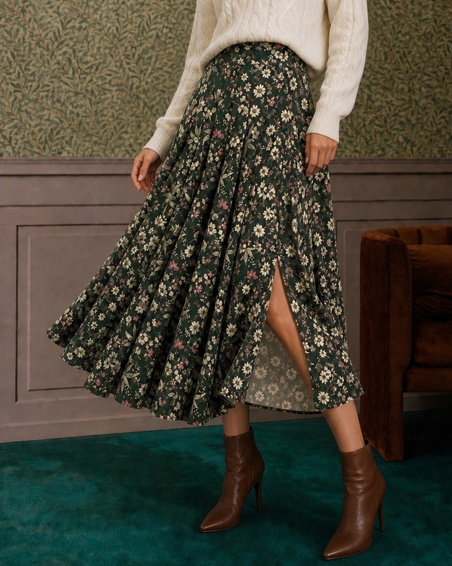 Women's Woven Polyester Skirt - RIHOAS