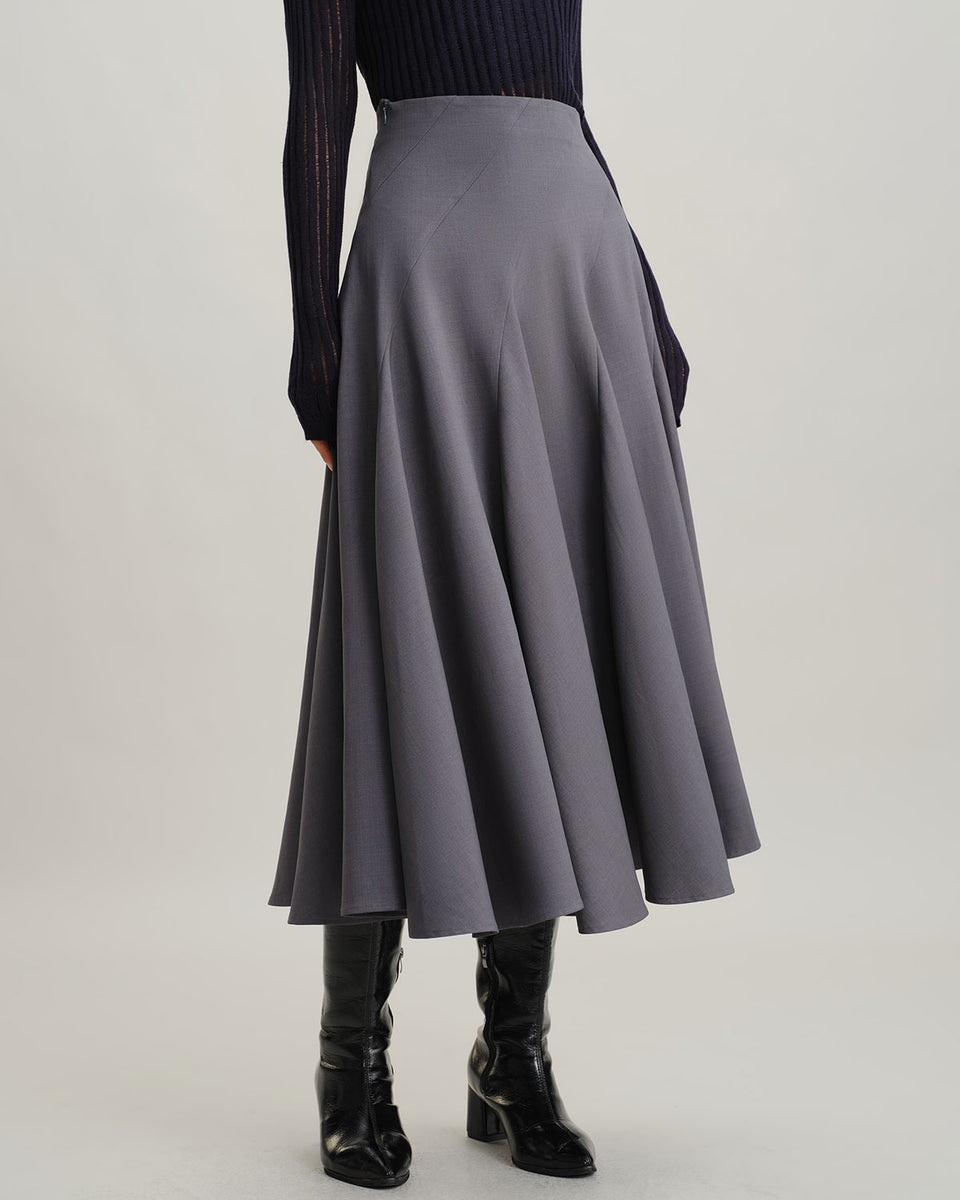 Grey High Waisted Pleated Midi Skirt & Reviews - Grey - Bottoms