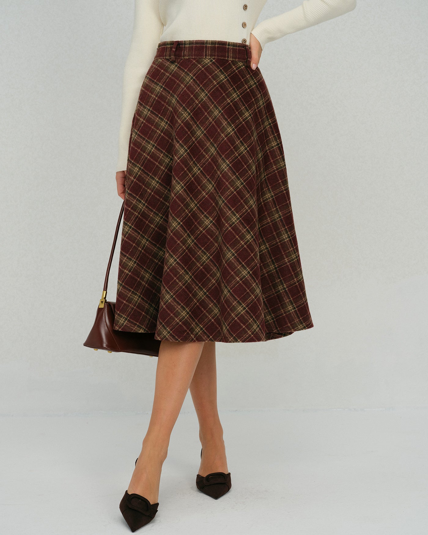 Women's Woven Polyester Skirt Red Bottoms - RIHOAS