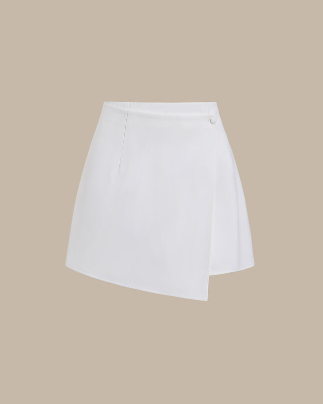 Women's Woven Polyester Skirt White Bottoms - RIHOAS