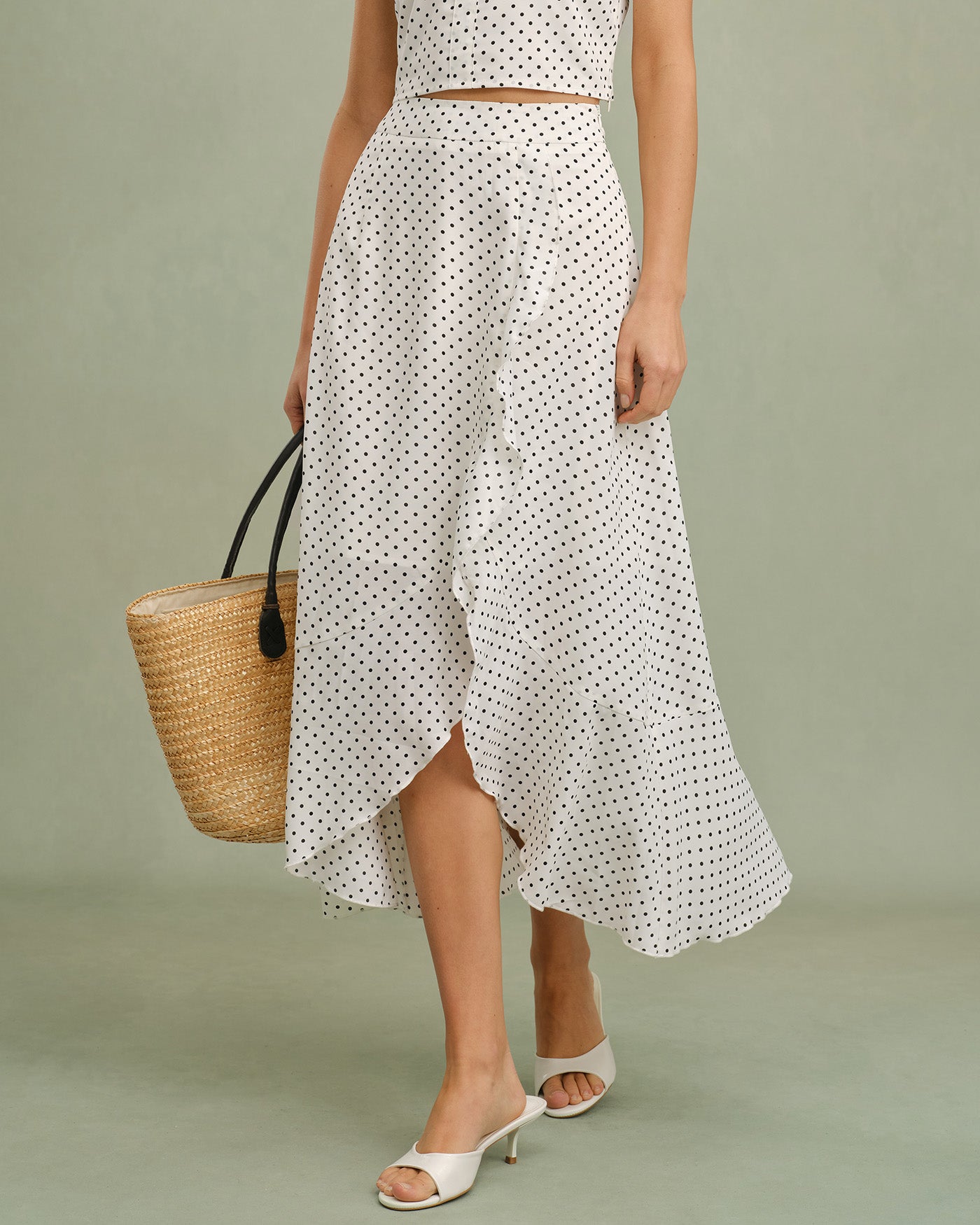 Women's Woven Polyester Skirt White Bottoms - RIHOAS