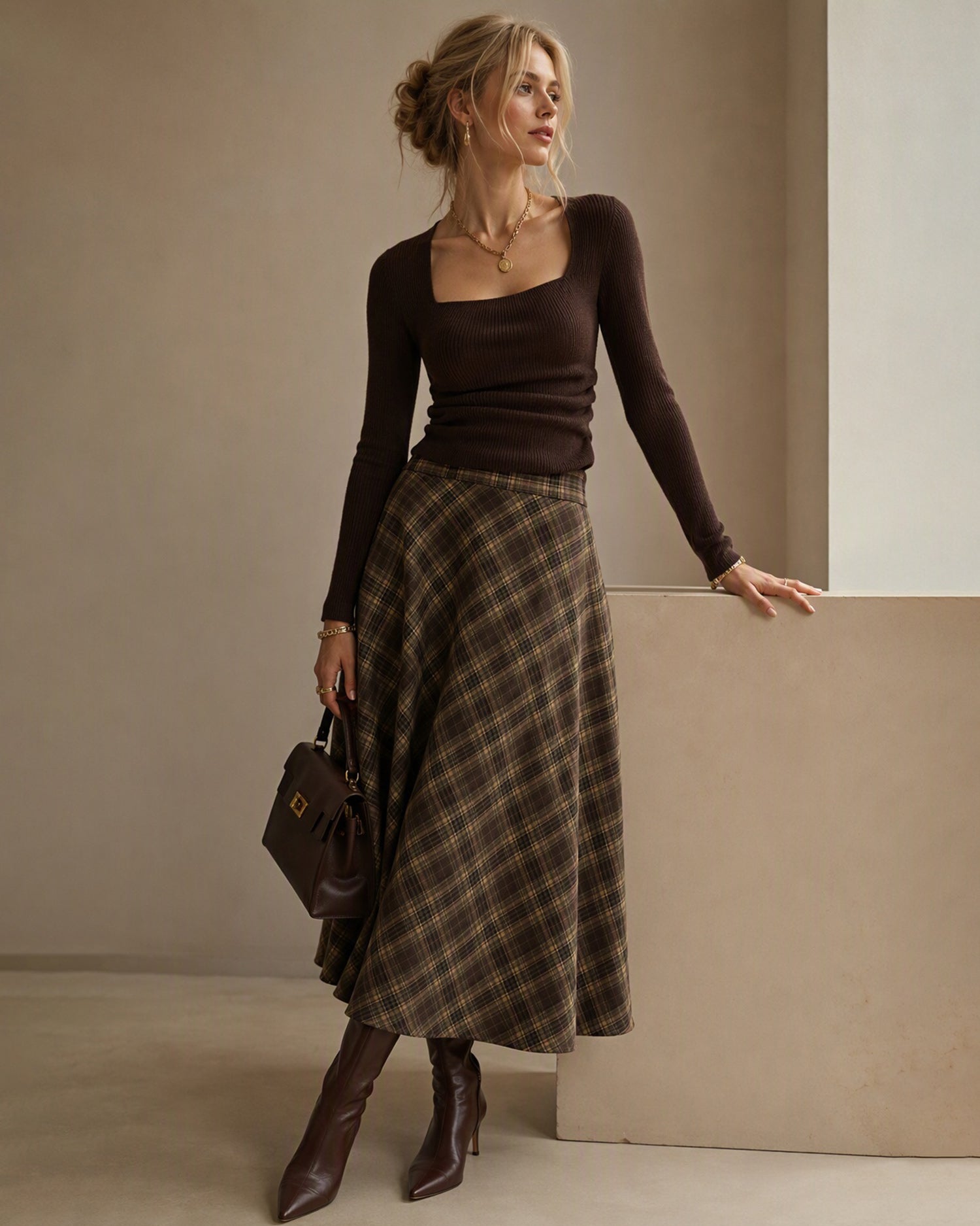 Women's Woven Polyester Skirts - RIHOAS - 03