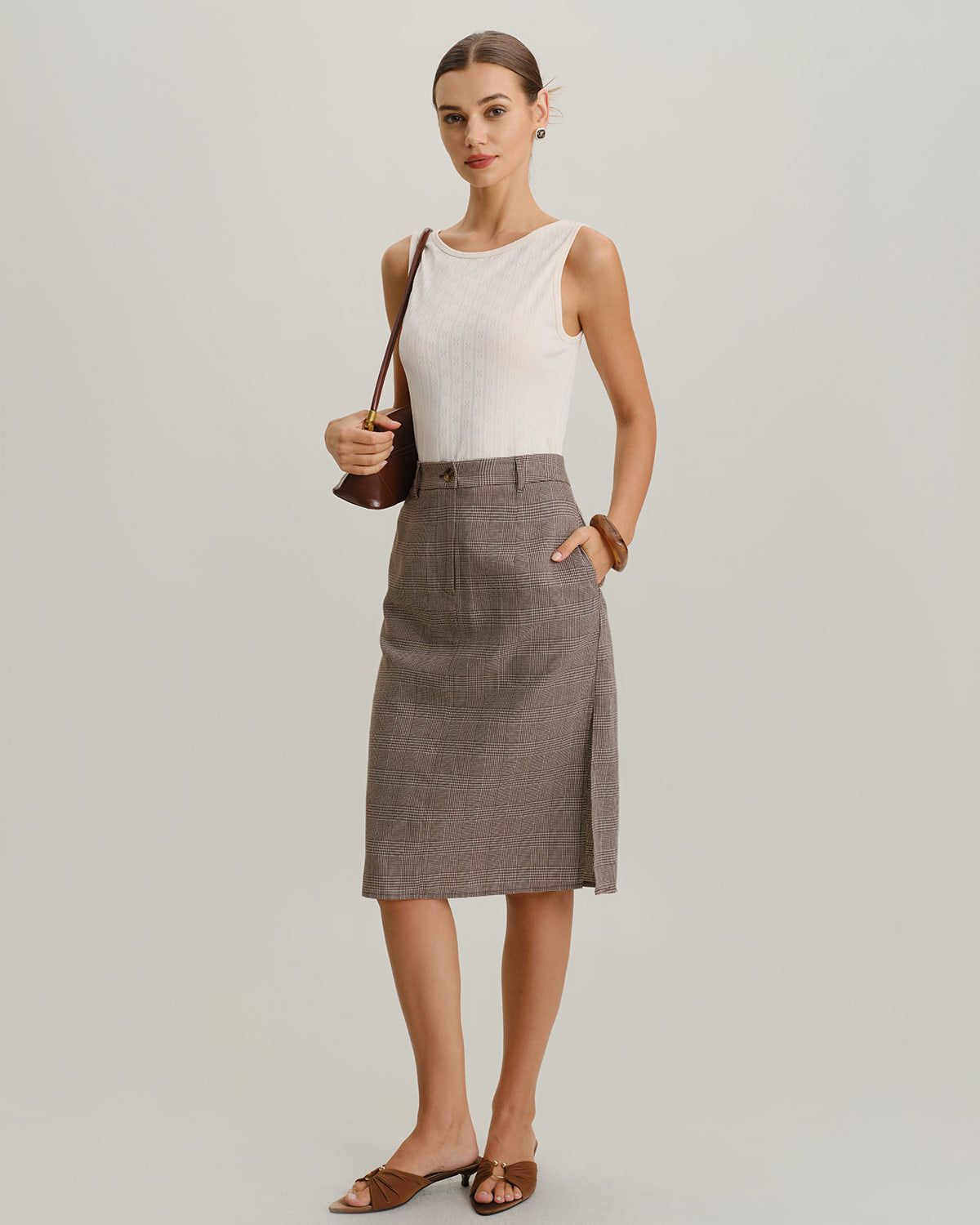 Women's Woven Polyester Skirts Bottoms - RIHOAS