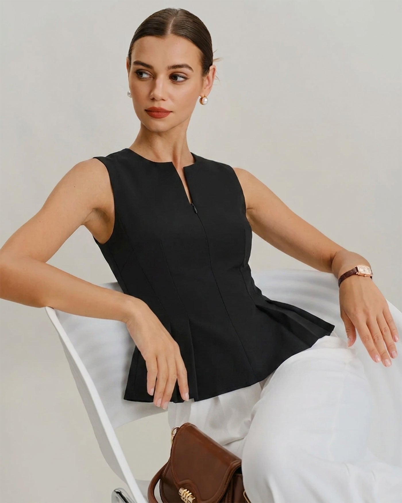 Women's Woven Polyester Tank Tops Tops - RIHOAS