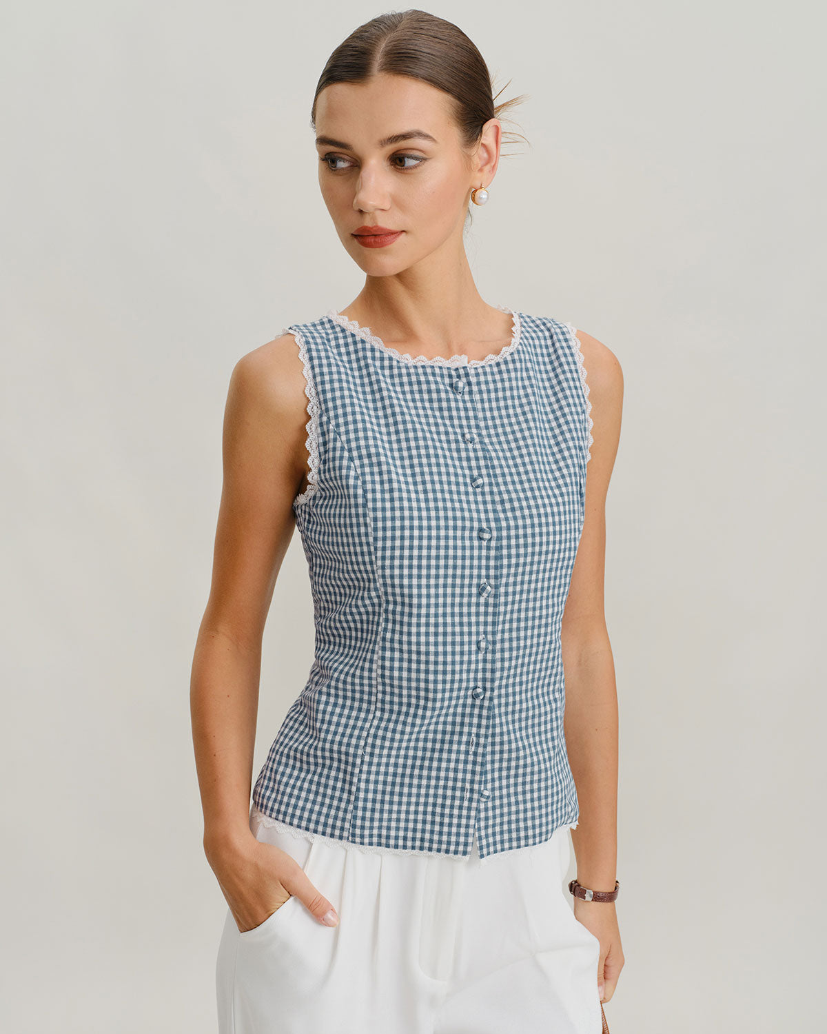 Women's Woven Polyester Tank Tops Tops - RIHOAS