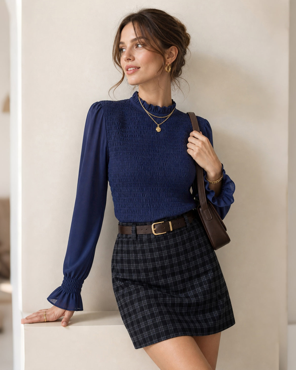 Women's Woven Polyester Tees Blue - RIHOAS