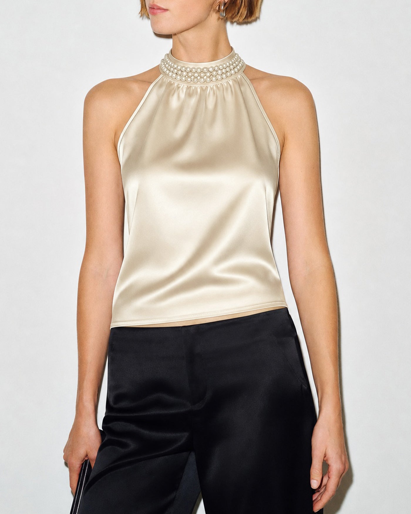 Women's Woven Polyester Top Apricot Tops - RIHOAS