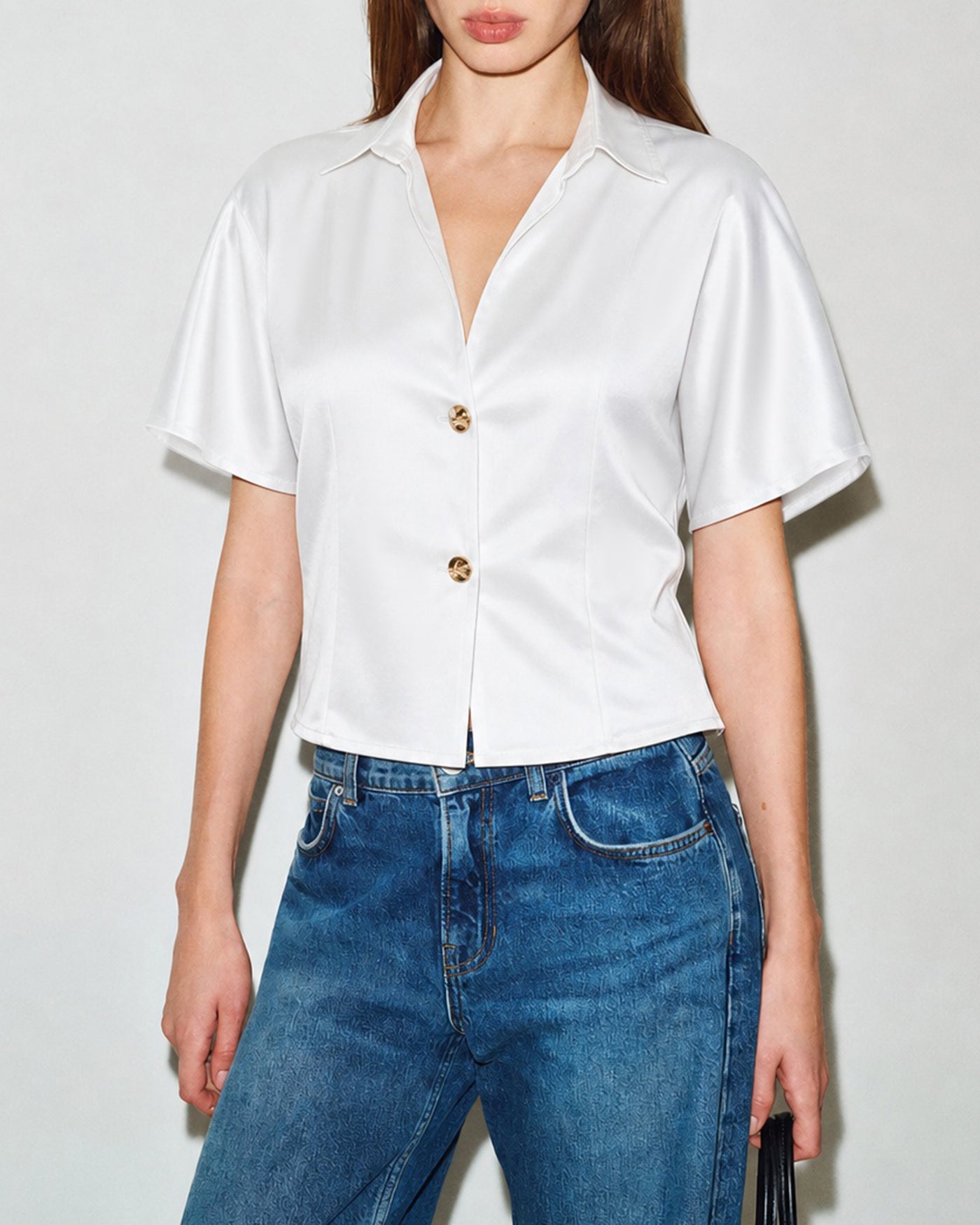 Women's Woven Polyester Tops White Tops - RIHOAS
