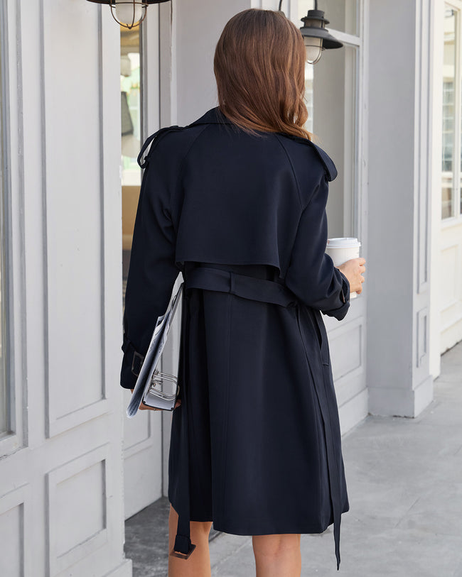 Women's Woven Polyester Trench Coat Outerwear - RIHOAS