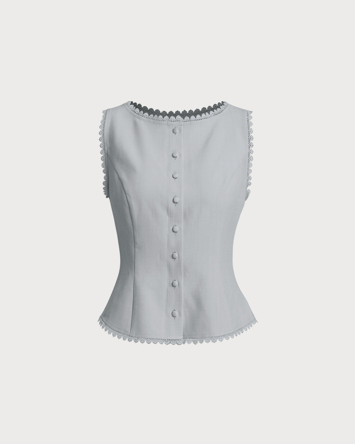 Women's Woven Polyester Vest Light Blue Tops - RIHOAS