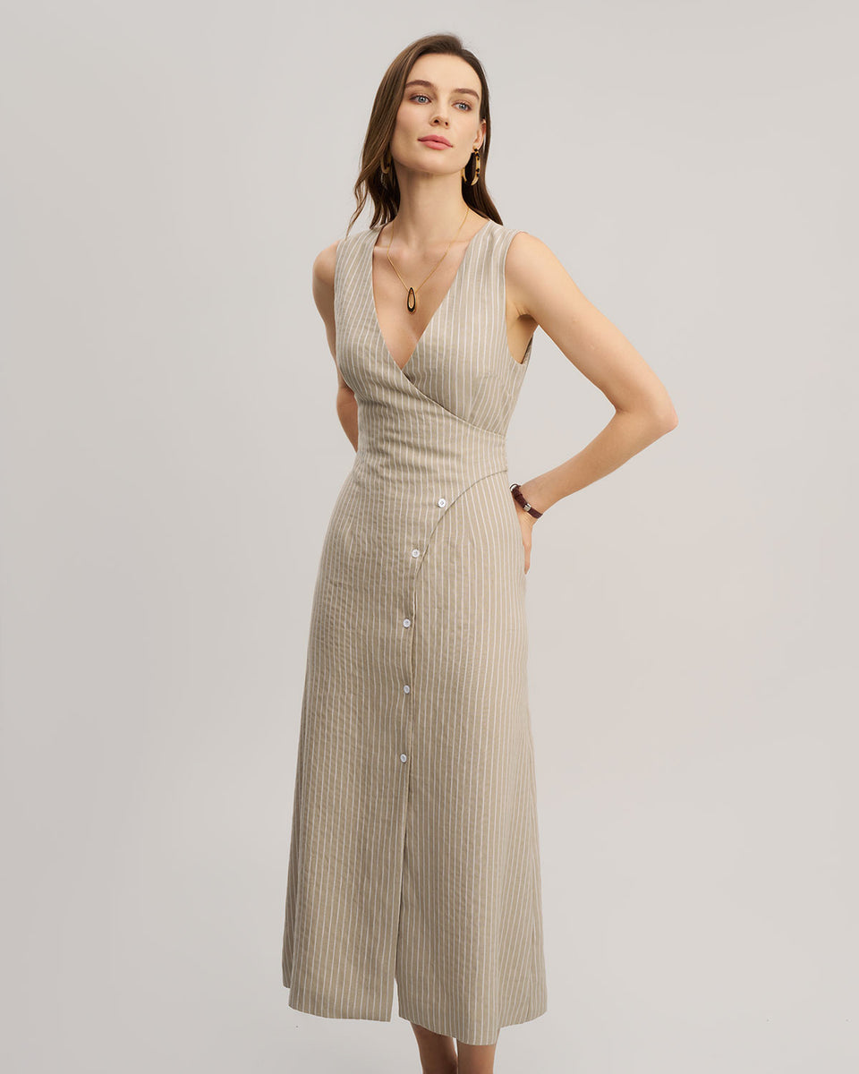 MAXI RIBBED DRESS - KHAKI main image 1