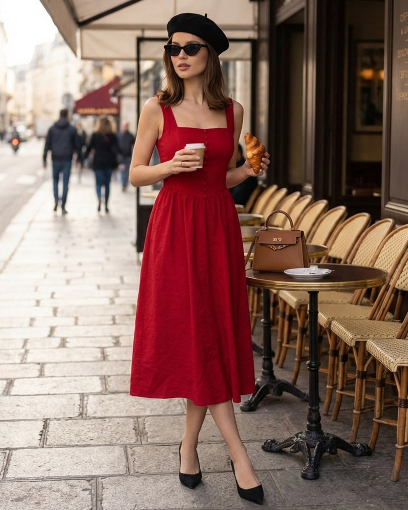 Women's Woven Viscose Midi Dress Dresses - RIHOAS