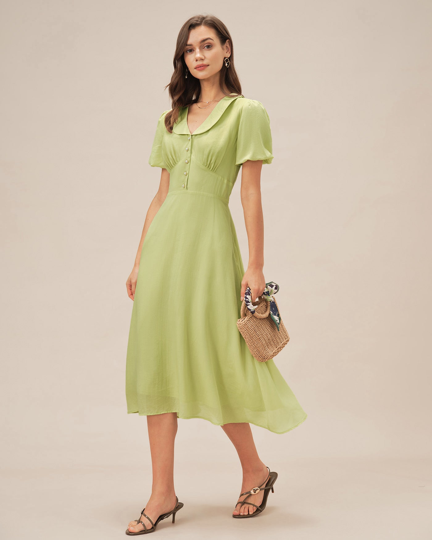 Women's Woven Viscose Midi Dress Dresses - RIHOAS
