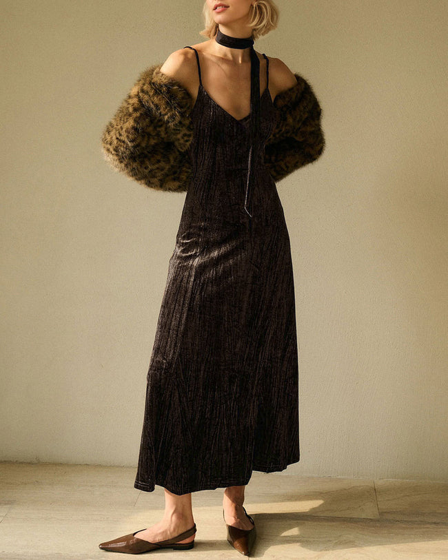 Womens Woven Polyester Midi Dress Coffee Dresses - RIHOAS