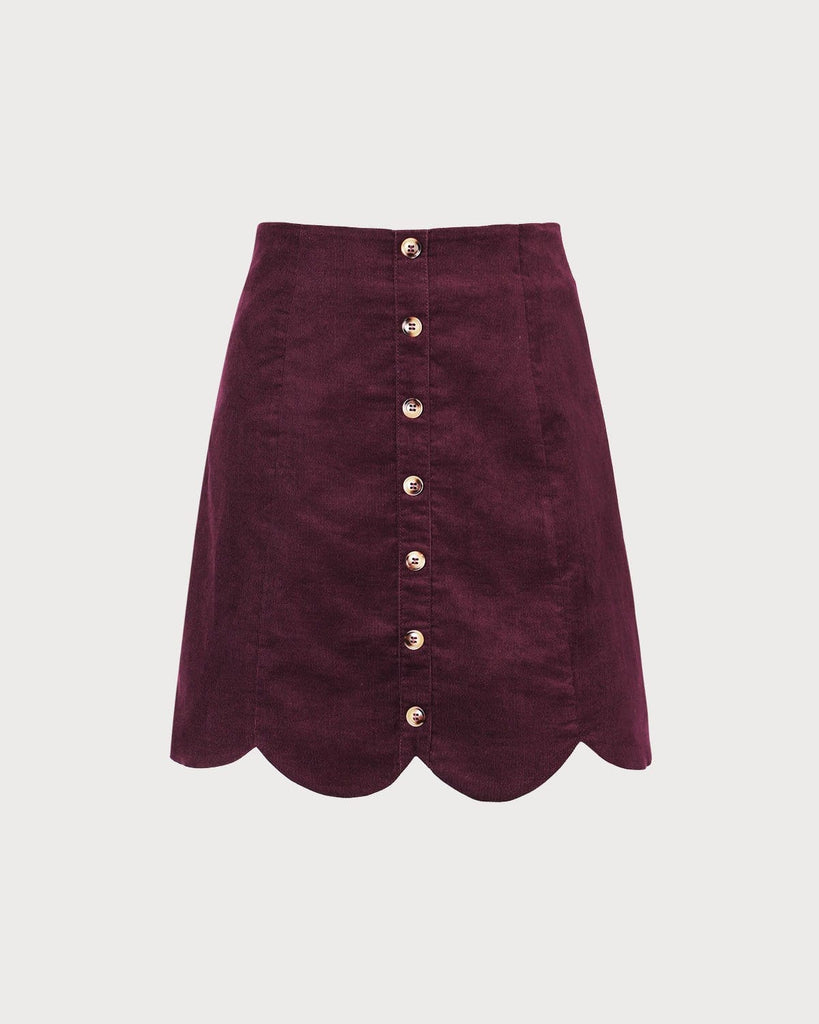 The Scallop Hem Corduroy Skirt Bottoms - RIHOAS