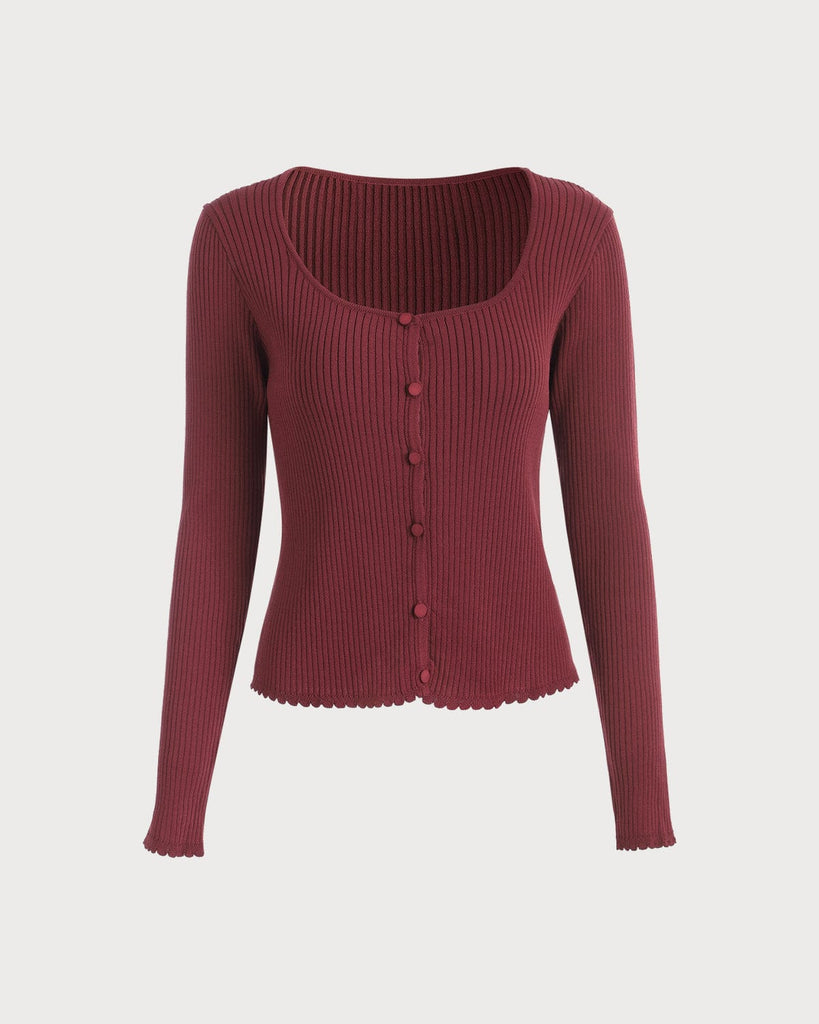 The Solid Button-up Ribbed Knit Top - RIHOAS