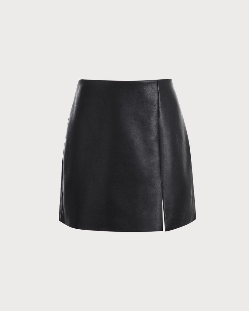 The Side Slit Leather A-line Mini Skirt - RIHOAS