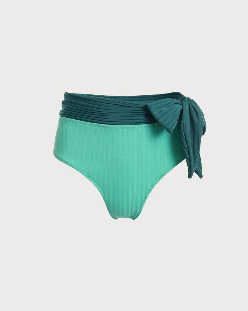 Color Block Knot Bikini Bottom Cyan Bikinis - RIHOAS