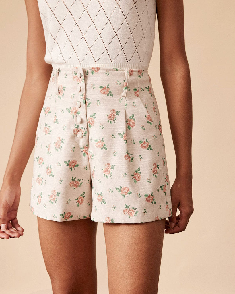 The High Waisted Floral Shorts - Rihoas