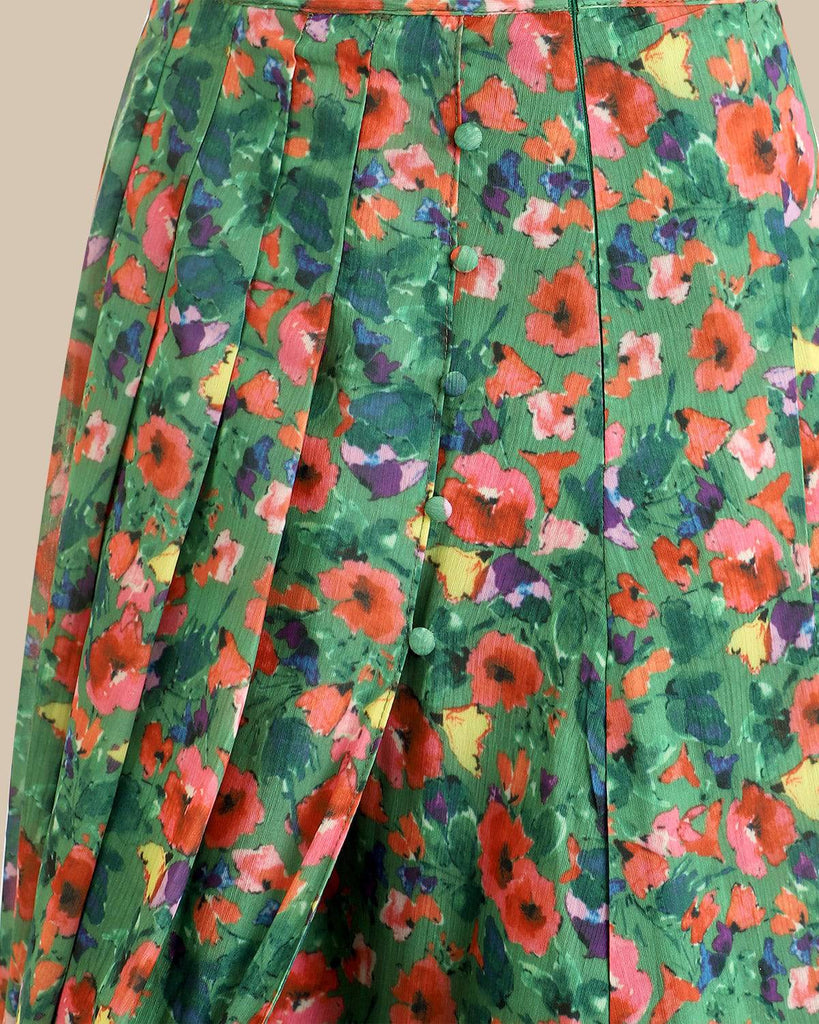 The Pleated Floral Skirt - RIHOAS