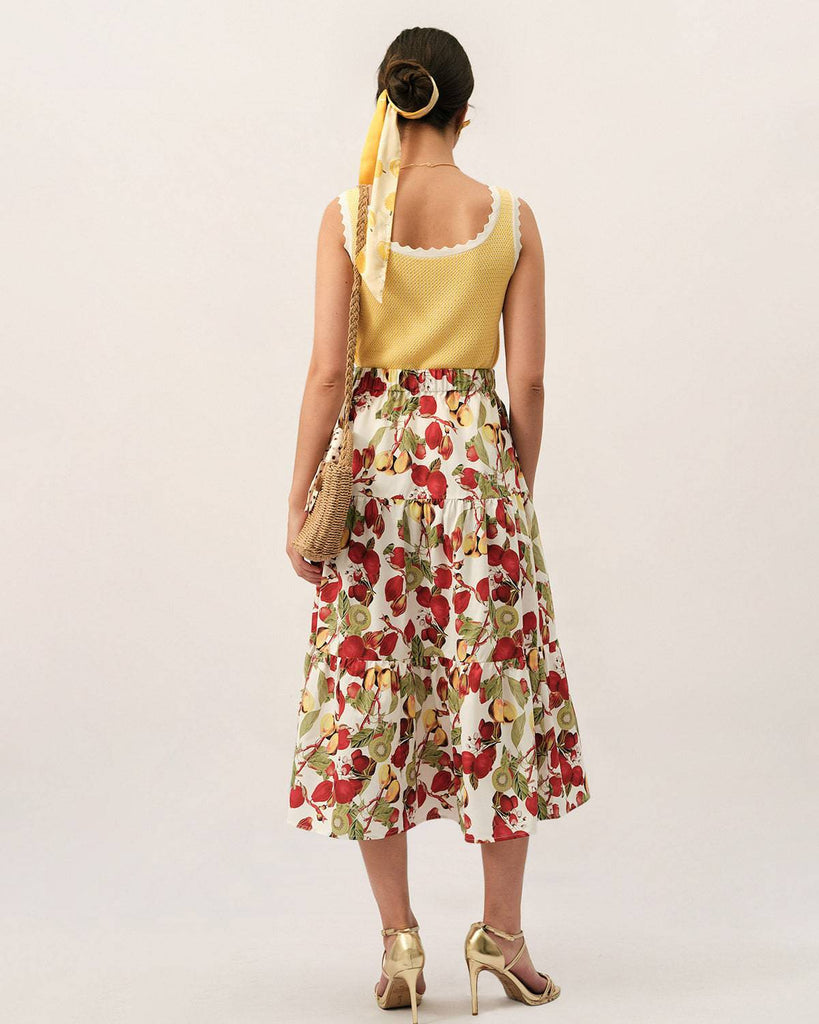 The Ruffle Fruit Print A-line Skirt - RIHOAS