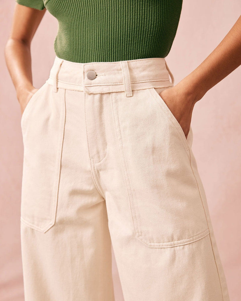 Solid Color Pocket Jeans Denim - RIHOAS