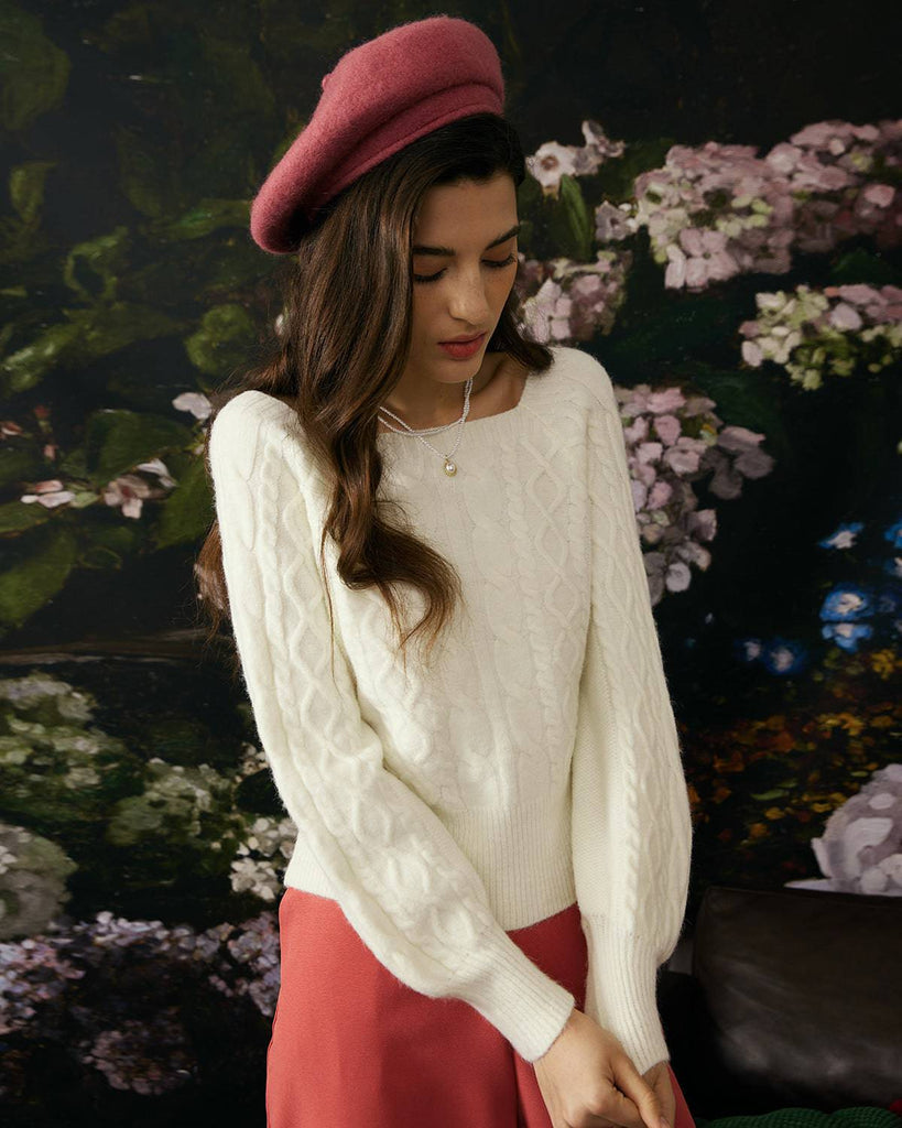 The Romance Cable Knit Crew Sweater - RIHOAS
