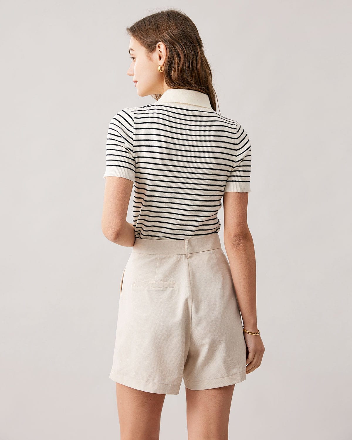 The Collared Stripe Knit Top Tops - RIHOAS