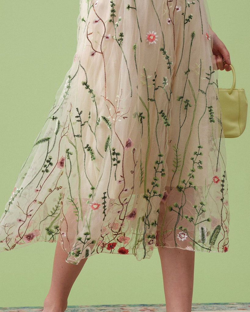 The Embroidered Mesh Skirt Bottoms - RIHOAS