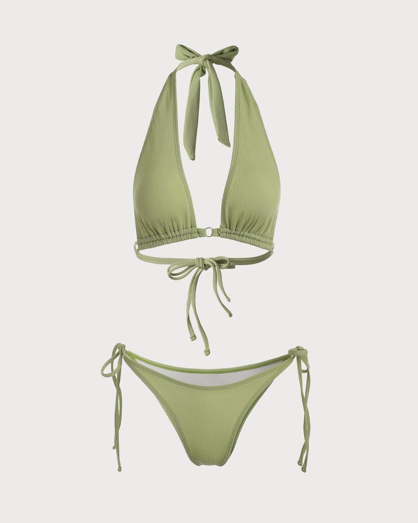 The Green Halter Tie Back Bikini Set Bikinis - RIHOAS