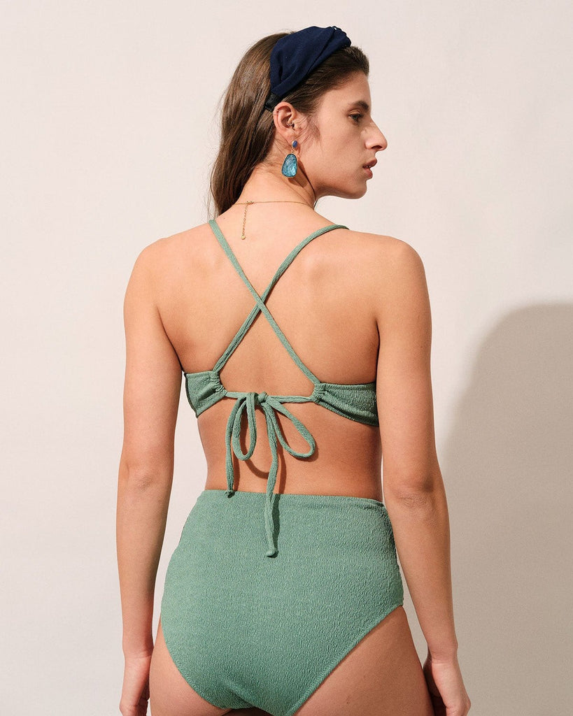The Green Lurex Criss Cross Bikini Set Bikinis - RIHOAS