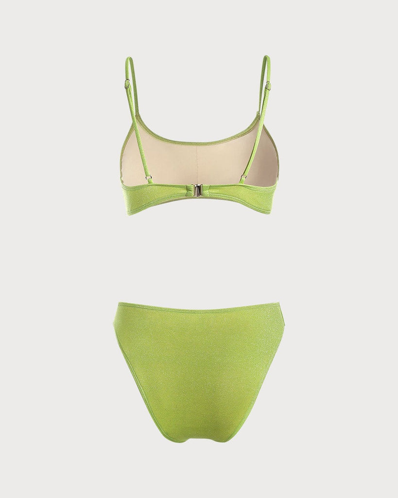 The Green U Neck Lurex Bikini Set Bikinis - RIHOAS