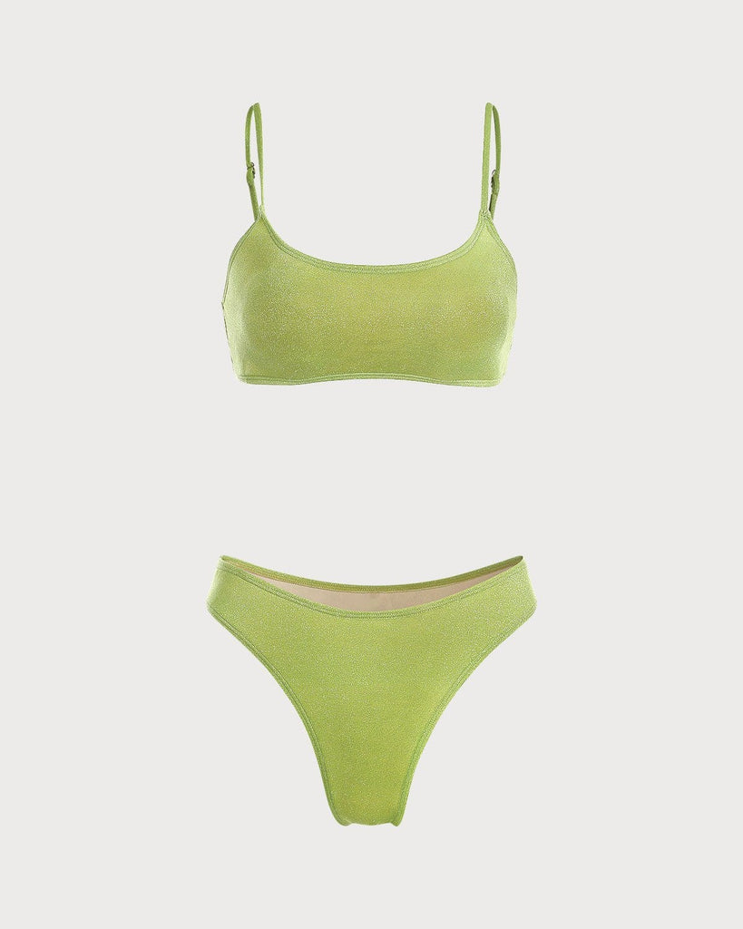 The Green U Neck Lurex Bikini Set Green Bikinis - RIHOAS
