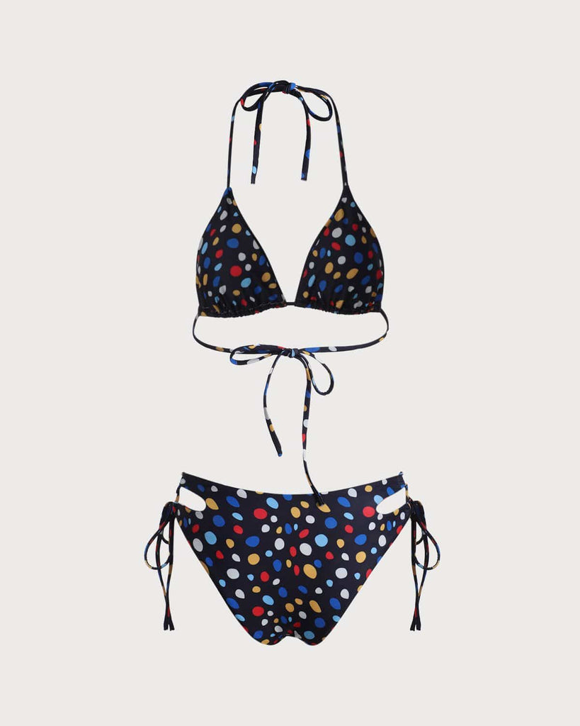The Polka Dot Pattern Cut Out Bikini Set Bikinis - RIHOAS
