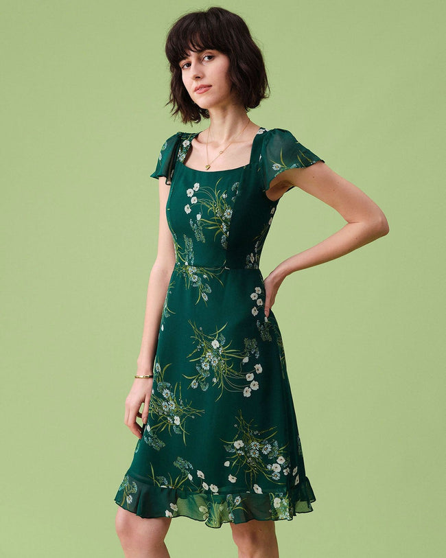 The Square Neck Backless Midi Dress Dresses - RIHOAS