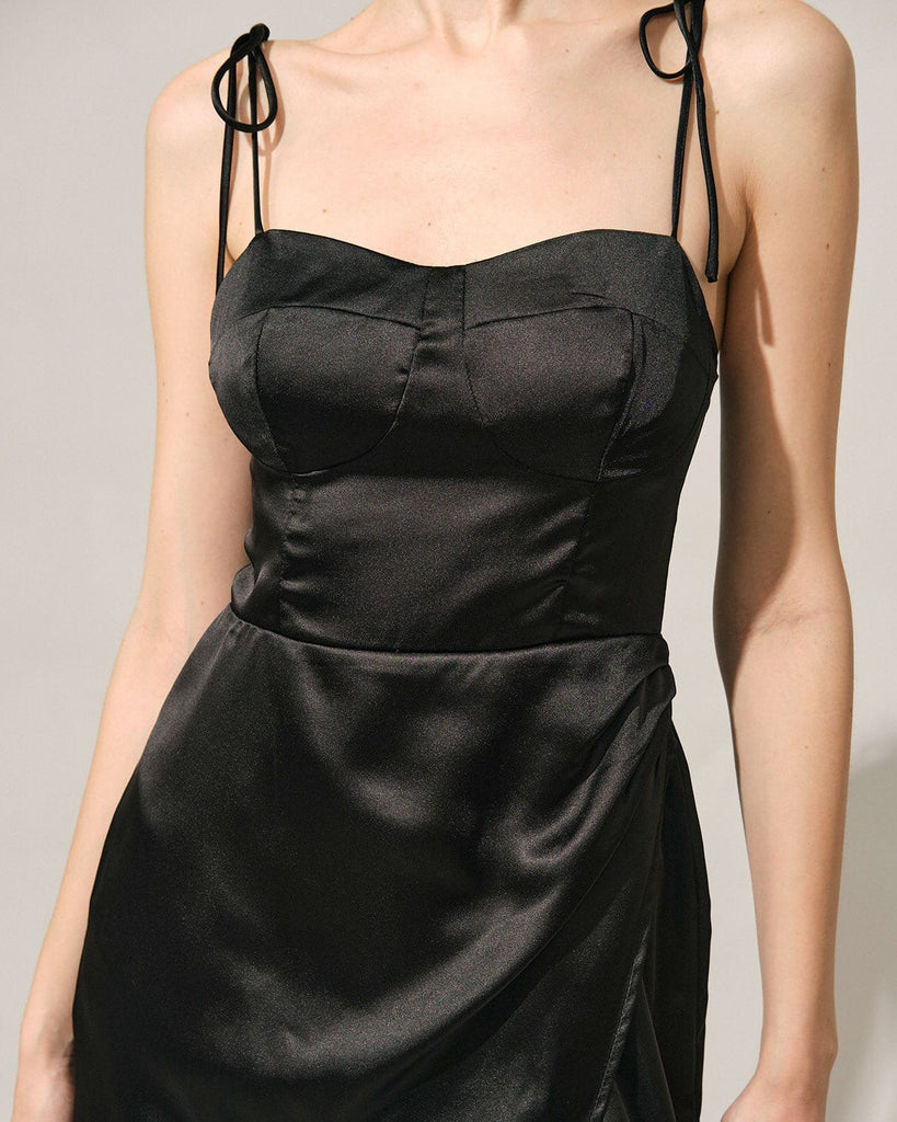The Tie Shoulder Slit Midi Dress Dresses - RIHOAS