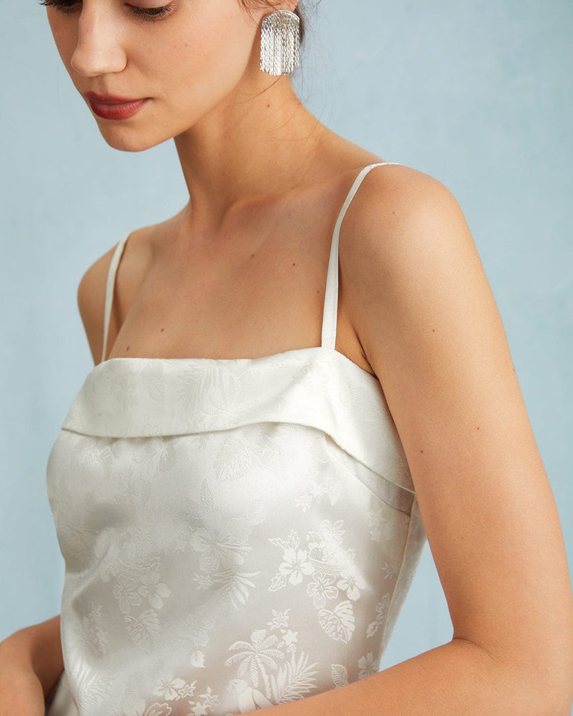 The White Floral Jacquard Mini Dress Dresses - RIHOAS