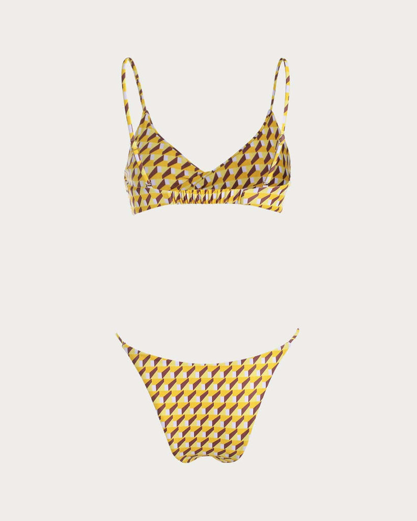 The Yellow Ceometric Print Bikini Set Bikinis - RIHOAS